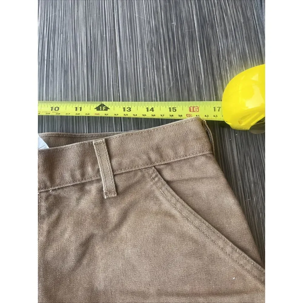 VTG Carhartt B25 Tan Canvas Carpenter Shorts Sz34 Faded Work Skater Grunge USA